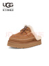UGG秋季女士時(shí)尚舒適純色厚底系帶裝飾休閑半拖包頭拖1158260 CHE | 栗色 37 曬單實(shí)拍圖