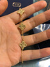 QMXD兩件套精致貴氣復(fù)古仿沙金手鏈女新款金色手鐲高級(jí)感手飾品配飾 四葉草手鏈 曬單實(shí)拍圖