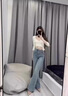 紅蜻蜓開叉喇叭牛仔褲女款2025年春裝新款高腰顯瘦修身微喇褲長褲喇叭褲 淺藍(lán)色長褲- 常規(guī) L 曬單實(shí)拍圖