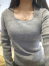 沂懿打底衫女洋氣款秋冬新款針織衫內(nèi)搭可外穿長(zhǎng)袖t恤上衣修身高級(jí)感 【灰色】領(lǐng)口卷邊方領(lǐng)打底衫 均碼 【建議85-125斤】 曬單實(shí)拍圖