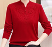 恒源祥100純山羊絨針織衫女純色媽媽裝秋冬打底衫中老年旗袍領(lǐng)提花毛衣 恒源祥 酒紅色 5XL (建議150-160斤) 曬單實(shí)拍圖