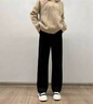 帛芮黑色窄版闊腿褲女2025款春季高腰休閑顯瘦垂墜感華棉直筒長褲子女 曬單實拍圖