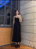 妃莉杋（FeiLiFan）法式連衣裙女裝2025新款春季穿搭一整套針織開衫氣質(zhì)顯瘦長裙子女 卡其色外套+黑色連衣裙 M 曬單實(shí)拍圖