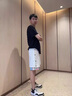 憶克薩笑臉?lè )凵盔f排扣短褲男秋季潮流籃球大碼寬松大褲衩假兩件五分褲 H67-白色 XL 曬單實(shí)拍圖