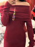 妙奕嘉紅色連衣裙女裙子春秋純欲小個(gè)子長袖包臀裙女士性感一字肩連衣裙 紅色一字肩辣妹包臀裙 M 【建議95-100斤】 曬單實(shí)拍圖