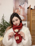 蘇木佰（SOMUBAY）可愛(ài)小熊紅色圍巾女冬季新款保暖防風(fēng)針織圍脖本命年送禮物圣誕節 紅色小熊 曬單實(shí)拍圖