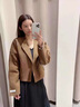 艾柔丹春秋季新款連衣裙女裝百搭氣質(zhì)顯瘦短外套女赫本風(fēng)半身裙套裝裙子 咖色外套+黑色西裝半裙 S 曬單實(shí)拍圖