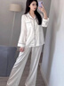 GP MADAM睡衣女春季送閨蜜情侶生日禮物大碼長(cháng)袖條紋家居服禮盒裝 白色長(cháng)袖長(cháng)褲 M 女士【105-115斤內】 曬單實(shí)拍圖