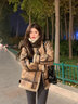 GARNUO皮毛一體羊羔毛外套女2025新款冬季麂鹿皮絨棉服機車(chē)服羊羔絨夾克 棕色 S 【80-100斤】 曬單實(shí)拍圖