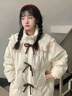 唐菓蜜羽絨棉服女冬季2024新款女裝韓版蝴蝶結(jié)甜美減齡學(xué)院風(fēng)學(xué)生棉衣女 米白色 XL 曬單實拍圖