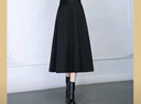 啄木鳥(niǎo)松緊腰毛呢A字裙半身裙女2025秋冬高腰大尺碼胖m妹中長(cháng)款大擺裙冬 黑色 2XL 135-145斤 曬單實(shí)拍圖