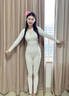 KJ德絨保暖內衣女士加絨加厚羊絨帶胸墊外穿棉毛衫秋衣秋褲套裝 白色上衣 M 105斤以?xún)?曬單實(shí)拍圖