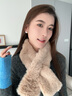 允娜柔軟毛毛圍巾女韓版百搭日系秋冬季毛絨少女圍脖仿兔毛加厚交叉 淺駝色 曬單實(shí)拍圖