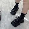百麗踏歐貨厚底大頭JK小皮鞋女小個子系帶樂福鞋德比鞋英倫風大頭女鞋潮 黑色 【升級款專柜款】 38 (235mm) 【標準尺碼】 曬單實拍圖