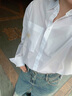 Calvin KleinJeans春秋女士純棉商務(wù)休閑通勤布標ck寬松職場白色襯衫J224436 YAF-月光白 S 曬單實拍圖