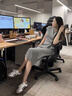 Jret2025夏季新款女別致獨特設計感小眾溫柔系收腰顯瘦開叉T恤連衣裙 灰色 M 曬單實拍圖