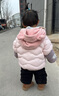 歡喜小熊 兒童冬裝衣服童裝寶寶冬季鴨絨羽絨服男童保暖加厚上衣連帽外套 淺珊瑚 100 cm[充絨量：65.3g] 曬單實拍圖