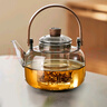 憶壺茶（YIHUTEA）茶壺玻璃泡茶燒水壺煮茶器大容量高硼硅玻璃壺可電陶爐茶水分離壺 【煙灰】提梁泡茶壺 1000ml 曬單實(shí)拍圖