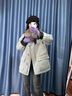 VEGA CHANG羽絨服女款冬季2025年新款90白鴨絨貉子毛領(lǐng)保暖外套 霧藍色 M 曬單實(shí)拍圖