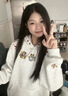 辰衣純可愛(ài)趣味蠟筆小新刺繡連帽衛(wèi)衣女2024新款秋冬加絨加厚小個(gè)子外套 白灰色（優(yōu)質(zhì)版） M 曬單實(shí)拍圖