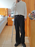 沐秋新錢(qián)風(fēng)毛呢闊腿直筒休閑褲男日系復古寬松垂感雙褶設計百搭西裝褲 杏色 XL （體重135-155斤） 曬單實(shí)拍圖