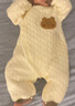 貝瑞加（Babyprints）嬰兒連體衣保暖哈衣0-3個(gè)月男女寶寶夾棉爬服加厚滿月服 棕熊66 曬單實(shí)拍圖