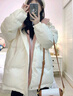 FOX.G羽絨棉服女士2025新款冬季加厚外套秋冬棉衣中長(cháng)款女裝韓版面包服 假兩件白拼粉撞色棉服 S 【建議115斤以?xún)取?曬單實(shí)拍圖