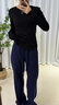 AEMAPE藏青色闊腿褲女春2025新款秋加絨休閑褲直筒衛(wèi)褲窄版香蕉運動褲夏 春秋款藏青色 小個子 M 建議100-110斤 曬單實拍圖