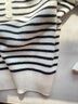 伊芙麗（eifini）蔣欣代言【全羊絨】條紋簡(jiǎn)約時(shí)尚設計感百搭羊絨衫上衣女秋季 白色 L (165) 165/90CM 曬單實(shí)拍圖