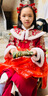 皮爾卡丹（pierre cardin）新年漢服女童冬裝加絨連衣裙中國風(fēng)兒童古裝裙子小女孩加厚拜年服 8637酒紅色加絨+云肩+眉心貼+頭 150 曬單實(shí)拍圖