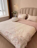 雅鹿床上四件套A類(lèi)磨毛水洗棉被罩輕奢刺繡家用雙人床單床笠床上用品 COCO小姐-奶白+粉玉【柔軟親膚】 1.8m 床單款 四件套-被套200*230cm 曬單實(shí)拍圖