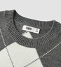 森馬（Semir）森柔|毛衣女冬菱形格撞色落肩圓領(lǐng)寬松套頭衫慵懶學(xué)院風(fēng)毛衫 灰黑色調00329 L 曬單實(shí)拍圖
