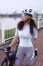 INBIKE女款長(cháng)袖騎行服夏季防曬衣透氣速干公路車(chē)山地自行車(chē)長(cháng)袖上衣裝備 淺蘭 M 曬單實(shí)拍圖