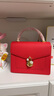 HR赫蓮娜女包手提包女時(shí)尚優(yōu)雅梅花鎖扣手拎包女士包情人節禮物 紅色 曬單實(shí)拍圖