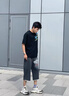 假兩件七分褲男夏季新款休閑短褲青少年直筒寬松印花八分褲 深灰色131 XL 曬單實(shí)拍圖