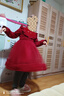富羅迷女童連衣裙冬季加絨保暖新中式紅色禮服裙兒童公主裙 紅色 165cm  曬單實(shí)拍圖