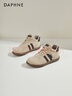 DAPHNE達芙妮棉鞋女加絨加厚女鞋秋冬新款厚底高幫德訓鞋復古休閑板鞋 沙色 單層 跟高3.5cm 36 (230mm) 標準碼 曬單實(shí)拍圖