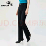 哥弟（GIRDEAR）女裝新款雙排扣高腰通勤正裝小黑褲女1100512 黑 L (4) 曬單實(shí)拍圖