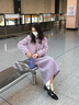 瑪嬌媚（Majiaomei）小香風(fēng)連衣裙女裝2025秋冬新款韓系穿搭紫色外套裙子兩件套套裝女 紫色套裝 M 曬單實(shí)拍圖