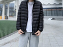 名創(chuàng)優(yōu)品（MINISO）男士羽絨服冬季90%鴨絨輕薄立領(lǐng)襖子青少年沖鋒衣內(nèi)膽登山外套男 【立領(lǐng)】黑色(空白) L 175(體重120-140斤左右) 曬單實拍圖