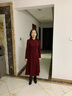 皮爾卡丹（pierre cardin）改良旗袍連衣裙新款女秋冬加絨喜婆婆婚宴裝高端修身媽媽禮服 紅色 2XL 126-135斤 曬單實(shí)拍圖