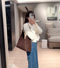 ZESH/澤尚【新品上市】銅錢(qián)系列山角HOBO女士時(shí)尚手提包單肩包 咖色/勃艮第紅（頭層磨砂牛皮） 曬單實(shí)拍圖