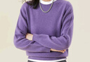 金菊厚款綿羊毛衫女冬季新款點(diǎn)子紗無(wú)縫打底圓領(lǐng)休閑女式毛衣 深紫 L  曬單實(shí)拍圖