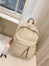 viney大容量書(shū)包休閑雙肩包女初中高中生大學(xué)生輕便背包潮牌通勤電腦包 米白+鴨子掛件 高顏值可愛(ài)減負戶(hù)外出游旅行包 曬單實(shí)拍圖