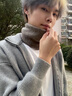 巴魯尼羊絨脖套男士秋冬季圍脖高檔純色戶外保暖護頸2025新款圍巾禮盒裝 深灰色 36*24cm 曬單實拍圖