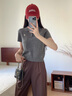 范思藍恩范思藍恩美式復(fù)古Polo領(lǐng)針織衫長袖女春2025新款通勤百搭上衣1363 花灰色-短袖 M 曬單實拍圖