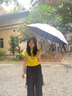 雨萊特漸變防曬傘女全自動(dòng)晴雨兩用折疊傘防紫外線UPF50+遮陽(yáng)傘便攜抗風(fēng) 奶油黃-12骨雙龍骨自動(dòng)黑膠 曬單實(shí)拍圖