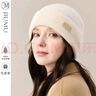 玖慕（JIUMU）純羊絨帽子女秋冬季保暖毛線(xiàn)帽月子帽女士針織帽冬天防寒帽冬帽 曬單實(shí)拍圖