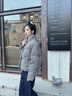 香影立領(lǐng)灰色羽絨服女短款2025年冬季新款小個(gè)子高級感面包服外套 灰色 S 曬單實(shí)拍圖
