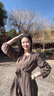 玖姿·安娜蔻法式溫柔風(fēng)壓褶醋酸歐根紗收腰連衣裙女2025春季新款 咖啡 2XL 曬單實(shí)拍圖